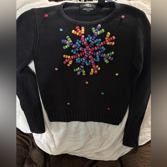 Michael Simon Sweaters - Michael Simon Black Sweater with Multicolor Design